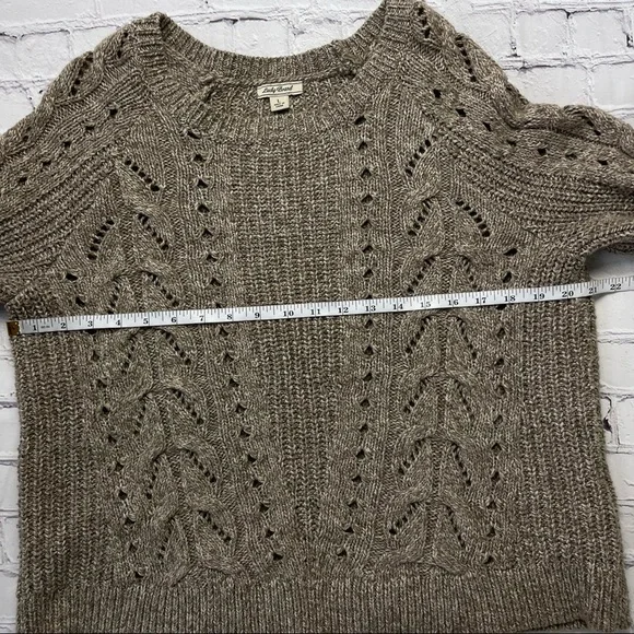 Lucky Brand Women's Cable Knit Sweater Brown Wool Blend size Large - Picture 12 of 13